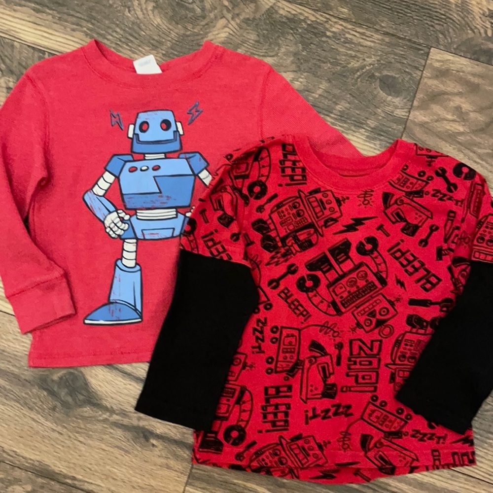 Lot - 3T boys long sleeved Robot shirts (both shirts)